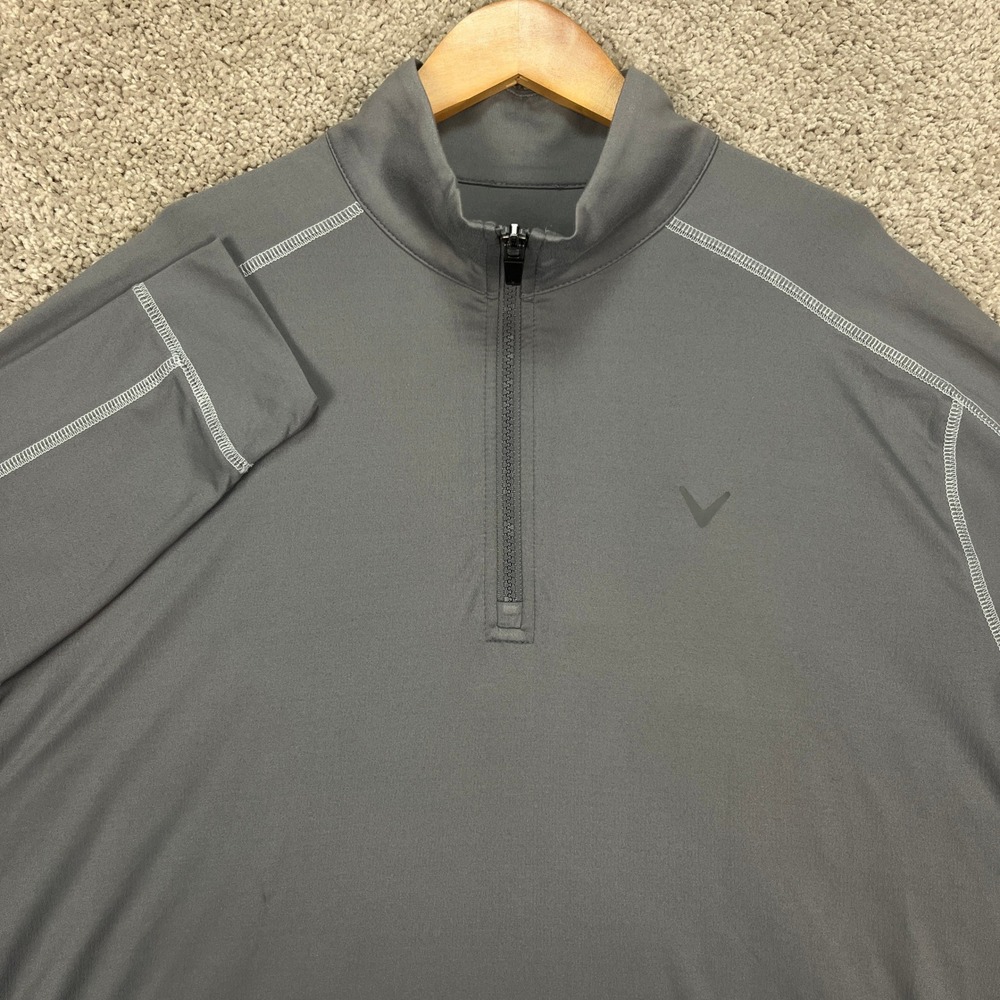 Callaway Mens Medium Gray 1/4 Zip Long Sleeve‎ Golf Pullover Shirt